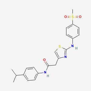 molecular formula C21H23N3O3S2 B6558383 2-{2-[(4-methanesulfonylphenyl)amino]-1,3-thiazol-4-yl}-N-[4-(propan-2-yl)phenyl]acetamide CAS No. 1040658-20-5