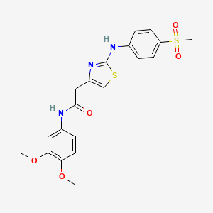 molecular formula C20H21N3O5S2 B6558387 N-(3,4-dimethoxyphenyl)-2-{2-[(4-methanesulfonylphenyl)amino]-1,3-thiazol-4-yl}acetamide CAS No. 1040658-30-7