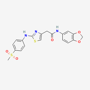 molecular formula C19H17N3O5S2 B6558394 N-(2H-1,3-benzodioxol-5-yl)-2-{2-[(4-methanesulfonylphenyl)amino]-1,3-thiazol-4-yl}acetamide CAS No. 1040658-35-2