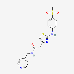 molecular formula C18H18N4O3S2 B6558414 2-{2-[(4-methanesulfonylphenyl)amino]-1,3-thiazol-4-yl}-N-[(pyridin-4-yl)methyl]acetamide CAS No. 1040658-51-2