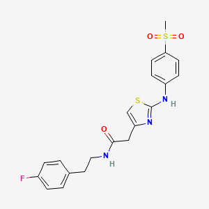 molecular formula C20H20FN3O3S2 B6558417 N-[2-(4-fluorophenyl)ethyl]-2-{2-[(4-methanesulfonylphenyl)amino]-1,3-thiazol-4-yl}acetamide CAS No. 1040658-61-4
