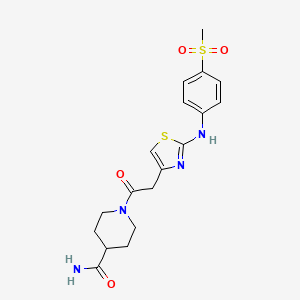 molecular formula C18H22N4O4S2 B6558421 1-(2-{2-[(4-methanesulfonylphenyl)amino]-1,3-thiazol-4-yl}acetyl)piperidine-4-carboxamide CAS No. 1040658-71-6