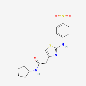 molecular formula C17H21N3O3S2 B6558443 N-cyclopentyl-2-{2-[(4-methanesulfonylphenyl)amino]-1,3-thiazol-4-yl}acetamide CAS No. 1040658-86-3