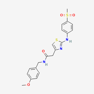 molecular formula C20H21N3O4S2 B6558450 2-{2-[(4-methanesulfonylphenyl)amino]-1,3-thiazol-4-yl}-N-[(4-methoxyphenyl)methyl]acetamide CAS No. 1040658-96-5