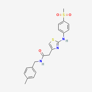 molecular formula C20H21N3O3S2 B6558465 2-{2-[(4-methanesulfonylphenyl)amino]-1,3-thiazol-4-yl}-N-[(4-methylphenyl)methyl]acetamide CAS No. 1040659-01-5