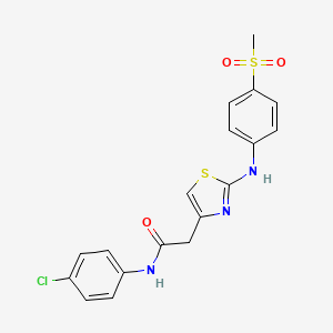 molecular formula C18H16ClN3O3S2 B6558471 N-(4-chlorophenyl)-2-{2-[(4-methanesulfonylphenyl)amino]-1,3-thiazol-4-yl}acetamide CAS No. 1040659-11-7