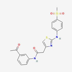 molecular formula C20H19N3O4S2 B6558475 N-(3-acetylphenyl)-2-{2-[(4-methanesulfonylphenyl)amino]-1,3-thiazol-4-yl}acetamide CAS No. 1040659-16-2
