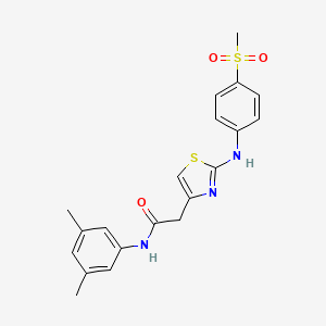 molecular formula C20H21N3O3S2 B6558478 N-(3,5-dimethylphenyl)-2-{2-[(4-methanesulfonylphenyl)amino]-1,3-thiazol-4-yl}acetamide CAS No. 1040659-21-9