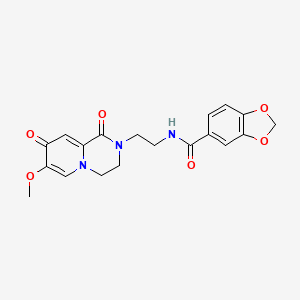 molecular formula C19H19N3O6 B6558500 N-(2-{7-methoxy-1,8-dioxo-1H,2H,3H,4H,8H-pyrido[1,2-a]pyrazin-2-yl}ethyl)-2H-1,3-benzodioxole-5-carboxamide CAS No. 1040659-55-9