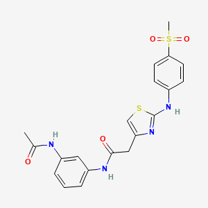 molecular formula C20H20N4O4S2 B6558502 N-(3-acetamidophenyl)-2-{2-[(4-methanesulfonylphenyl)amino]-1,3-thiazol-4-yl}acetamide CAS No. 1040659-41-3