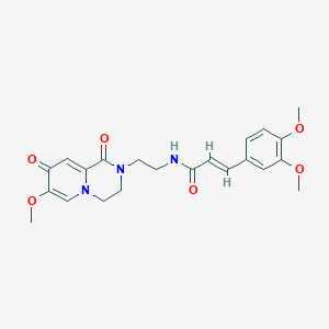 molecular formula C22H25N3O6 B6558591 (2E)-3-(3,4-dimethoxyphenyl)-N-(2-{7-methoxy-1,8-dioxo-1H,2H,3H,4H,8H-pyrido[1,2-a]pyrazin-2-yl}ethyl)prop-2-enamide CAS No. 1105220-73-2