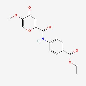 molecular formula C16H15NO6 B6558741 ethyl 4-(5-methoxy-4-oxo-4H-pyran-2-amido)benzoate CAS No. 1040662-67-6