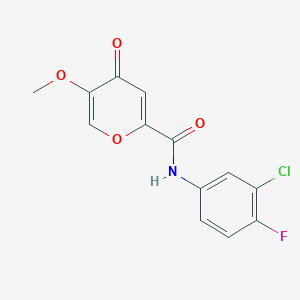 molecular formula C13H9ClFNO4 B6558757 N-(3-chloro-4-fluorophenyl)-5-methoxy-4-oxo-4H-pyran-2-carboxamide CAS No. 1040662-98-3