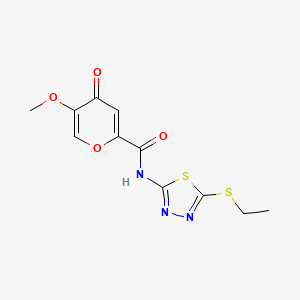 molecular formula C11H11N3O4S2 B6558795 N-[5-(ethylsulfanyl)-1,3,4-thiadiazol-2-yl]-5-methoxy-4-oxo-4H-pyran-2-carboxamide CAS No. 1040663-46-4