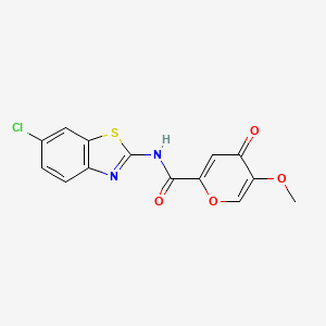 molecular formula C14H9ClN2O4S B6558798 N-(6-chloro-1,3-benzothiazol-2-yl)-5-methoxy-4-oxo-4H-pyran-2-carboxamide CAS No. 1040663-86-2