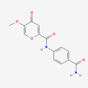 molecular formula C14H12N2O5 B6558807 N-(4-carbamoylphenyl)-5-methoxy-4-oxo-4H-pyran-2-carboxamide CAS No. 1040664-26-3