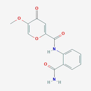 molecular formula C14H12N2O5 B6558815 N-(2-carbamoylphenyl)-5-methoxy-4-oxo-4H-pyran-2-carboxamide CAS No. 1040664-18-3