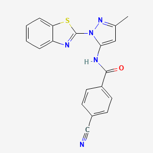 molecular formula C19H13N5OS B6558828 N-[1-(1,3-benzothiazol-2-yl)-3-methyl-1H-pyrazol-5-yl]-4-cyanobenzamide CAS No. 1171001-40-3