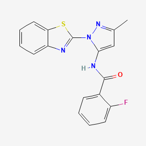 molecular formula C18H13FN4OS B6558845 N-[1-(1,3-benzothiazol-2-yl)-3-methyl-1H-pyrazol-5-yl]-2-fluorobenzamide CAS No. 1171682-41-9