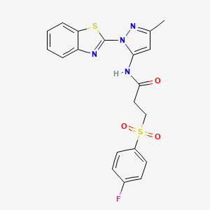 molecular formula C20H17FN4O3S2 B6558855 N-[1-(1,3-benzothiazol-2-yl)-3-methyl-1H-pyrazol-5-yl]-3-(4-fluorobenzenesulfonyl)propanamide CAS No. 1172985-56-6