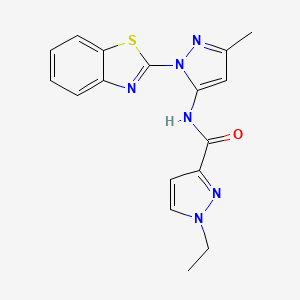 molecular formula C17H16N6OS B6558863 N-[1-(1,3-benzothiazol-2-yl)-3-methyl-1H-pyrazol-5-yl]-1-ethyl-1H-pyrazole-3-carboxamide CAS No. 1170937-79-7