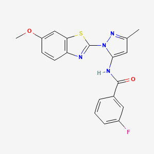 molecular formula C19H15FN4O2S B6558883 3-fluoro-N-[1-(6-methoxy-1,3-benzothiazol-2-yl)-3-methyl-1H-pyrazol-5-yl]benzamide CAS No. 1172725-31-3