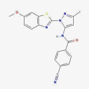 4-cyano-N-[1-(6-methoxy-1,3-benzothiazol-2-yl)-3-methyl-1H-pyrazol-5-yl]benzamide