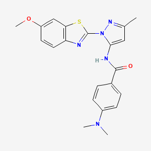 molecular formula C21H21N5O2S B6558909 4-(dimethylamino)-N-[1-(6-methoxy-1,3-benzothiazol-2-yl)-3-methyl-1H-pyrazol-5-yl]benzamide CAS No. 1172815-94-9