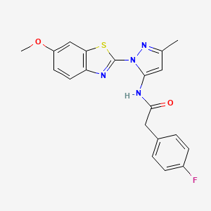 molecular formula C20H17FN4O2S B6558920 2-(4-fluorophenyl)-N-[1-(6-methoxy-1,3-benzothiazol-2-yl)-3-methyl-1H-pyrazol-5-yl]acetamide CAS No. 1171026-99-5