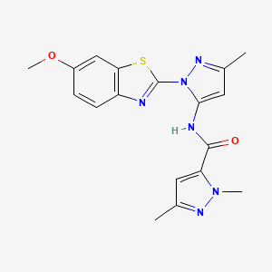molecular formula C18H18N6O2S B6558924 N-[1-(6-methoxy-1,3-benzothiazol-2-yl)-3-methyl-1H-pyrazol-5-yl]-1,3-dimethyl-1H-pyrazole-5-carboxamide CAS No. 1170886-23-3