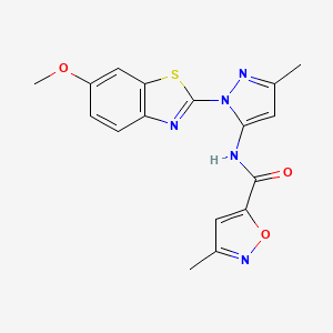 molecular formula C17H15N5O3S B6558938 N-[1-(6-methoxy-1,3-benzothiazol-2-yl)-3-methyl-1H-pyrazol-5-yl]-3-methyl-1,2-oxazole-5-carboxamide CAS No. 1171087-37-8