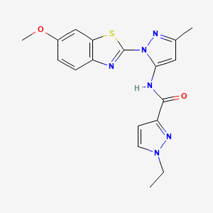molecular formula C18H18N6O2S B6558942 1-ethyl-N-[1-(6-methoxy-1,3-benzothiazol-2-yl)-3-methyl-1H-pyrazol-5-yl]-1H-pyrazole-3-carboxamide CAS No. 1171360-21-6