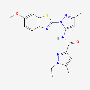 molecular formula C19H20N6O2S B6558943 1-ethyl-N-[1-(6-methoxy-1,3-benzothiazol-2-yl)-3-methyl-1H-pyrazol-5-yl]-5-methyl-1H-pyrazole-3-carboxamide CAS No. 1172704-52-7