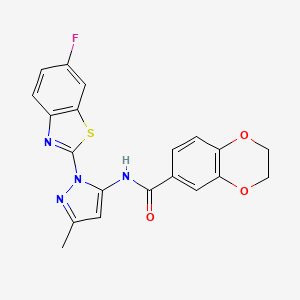molecular formula C20H15FN4O3S B6558951 N-[1-(6-fluoro-1,3-benzothiazol-2-yl)-3-methyl-1H-pyrazol-5-yl]-2,3-dihydro-1,4-benzodioxine-6-carboxamide CAS No. 1171853-68-1