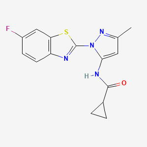 molecular formula C15H13FN4OS B6558965 N-[1-(6-fluoro-1,3-benzothiazol-2-yl)-3-methyl-1H-pyrazol-5-yl]cyclopropanecarboxamide CAS No. 1171227-27-2