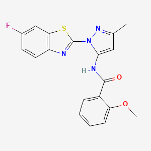 molecular formula C19H15FN4O2S B6558970 N-[1-(6-fluoro-1,3-benzothiazol-2-yl)-3-methyl-1H-pyrazol-5-yl]-2-methoxybenzamide CAS No. 1171621-94-5