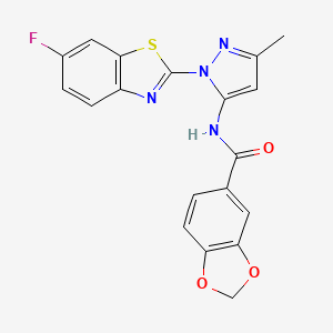 N-[1-(6-fluoro-1,3-benzothiazol-2-yl)-3-methyl-1H-pyrazol-5-yl]-2H-1,3-benzodioxole-5-carboxamide