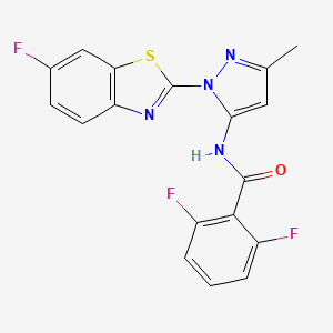 molecular formula C18H11F3N4OS B6558978 2,6-difluoro-N-[1-(6-fluoro-1,3-benzothiazol-2-yl)-3-methyl-1H-pyrazol-5-yl]benzamide CAS No. 1170557-17-1