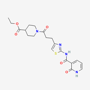 molecular formula C20H24N4O5S B6558985 ethyl 1-{3-[2-(2-oxo-1,2-dihydropyridine-3-amido)-1,3-thiazol-4-yl]propanoyl}piperidine-4-carboxylate CAS No. 1040666-78-1