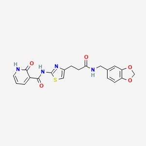 molecular formula C20H18N4O5S B6558995 N-[4-(2-{[(2H-1,3-benzodioxol-5-yl)methyl]carbamoyl}ethyl)-1,3-thiazol-2-yl]-2-oxo-1,2-dihydropyridine-3-carboxamide CAS No. 1040666-99-6