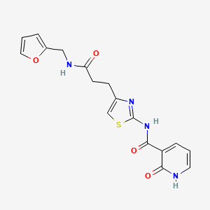 molecular formula C17H16N4O4S B6559001 N-[4-(2-{[(furan-2-yl)methyl]carbamoyl}ethyl)-1,3-thiazol-2-yl]-2-oxo-1,2-dihydropyridine-3-carboxamide CAS No. 1040667-06-8