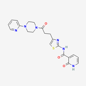 molecular formula C21H22N6O3S B6559043 2-oxo-N-(4-{3-oxo-3-[4-(pyridin-2-yl)piperazin-1-yl]propyl}-1,3-thiazol-2-yl)-1,2-dihydropyridine-3-carboxamide CAS No. 1040667-75-1