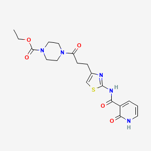 ethyl 4-{3-[2-(2-oxo-1,2-dihydropyridine-3-amido)-1,3-thiazol-4-yl]propanoyl}piperazine-1-carboxylate