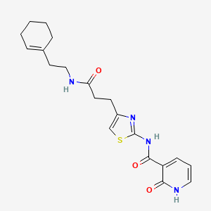 molecular formula C20H24N4O3S B6559053 N-[4-(2-{[2-(cyclohex-1-en-1-yl)ethyl]carbamoyl}ethyl)-1,3-thiazol-2-yl]-2-oxo-1,2-dihydropyridine-3-carboxamide CAS No. 1040668-12-9