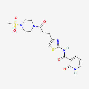 molecular formula C17H21N5O5S2 B6559061 N-{4-[3-(4-methanesulfonylpiperazin-1-yl)-3-oxopropyl]-1,3-thiazol-2-yl}-2-oxo-1,2-dihydropyridine-3-carboxamide CAS No. 1040667-87-5