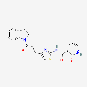 molecular formula C20H18N4O3S B6559074 N-{4-[3-(2,3-dihydro-1H-indol-1-yl)-3-oxopropyl]-1,3-thiazol-2-yl}-2-oxo-1,2-dihydropyridine-3-carboxamide CAS No. 1040668-42-5