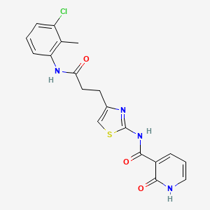 molecular formula C19H17ClN4O3S B6559115 N-(4-{2-[(3-chloro-2-methylphenyl)carbamoyl]ethyl}-1,3-thiazol-2-yl)-2-oxo-1,2-dihydropyridine-3-carboxamide CAS No. 1040641-63-1