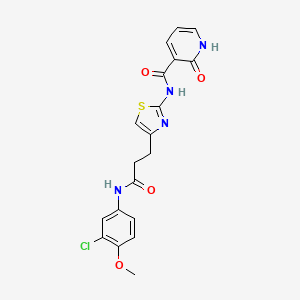 molecular formula C19H17ClN4O4S B6559135 N-(4-{2-[(3-chloro-4-methoxyphenyl)carbamoyl]ethyl}-1,3-thiazol-2-yl)-2-oxo-1,2-dihydropyridine-3-carboxamide CAS No. 1040641-99-3