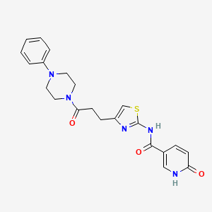 molecular formula C22H23N5O3S B6559139 6-oxo-N-{4-[3-oxo-3-(4-phenylpiperazin-1-yl)propyl]-1,3-thiazol-2-yl}-1,6-dihydropyridine-3-carboxamide CAS No. 1040642-43-0