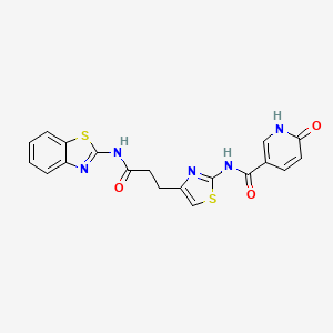 molecular formula C19H15N5O3S2 B6559153 N-(4-{2-[(1,3-benzothiazol-2-yl)carbamoyl]ethyl}-1,3-thiazol-2-yl)-6-oxo-1,6-dihydropyridine-3-carboxamide CAS No. 1040642-84-9